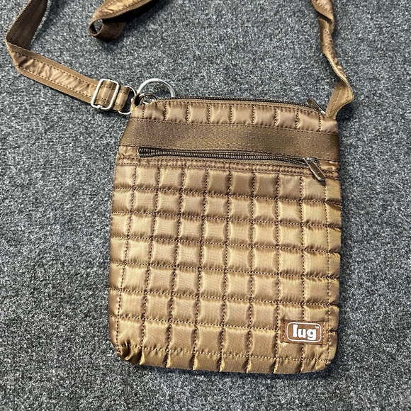 Lug Skipper Brown Square Quilted Crossbody Purse Shoulder Bag Adjustable Strap - Picture 1 of 5